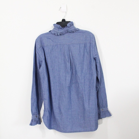 J Crew Chambray Shirt New Women Button Front sz 00 Long Sleeves - Picture 5 of 8